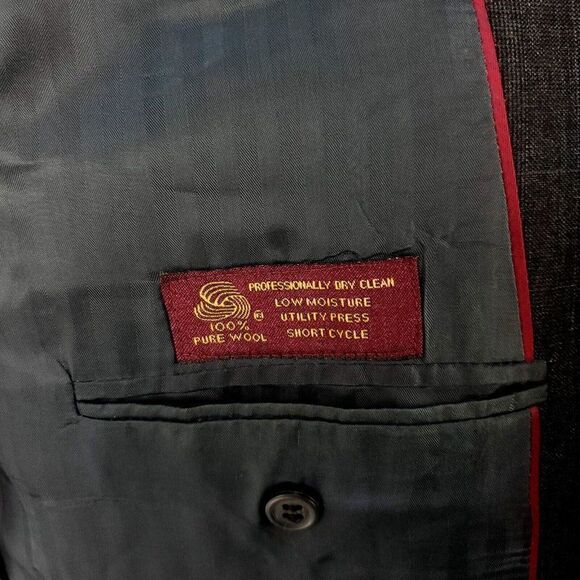 Jos A Bank Gordon Wool 2 Button Blazer 42L Gray Plaid W/ Blue Windowpane - Picture 8 of 11